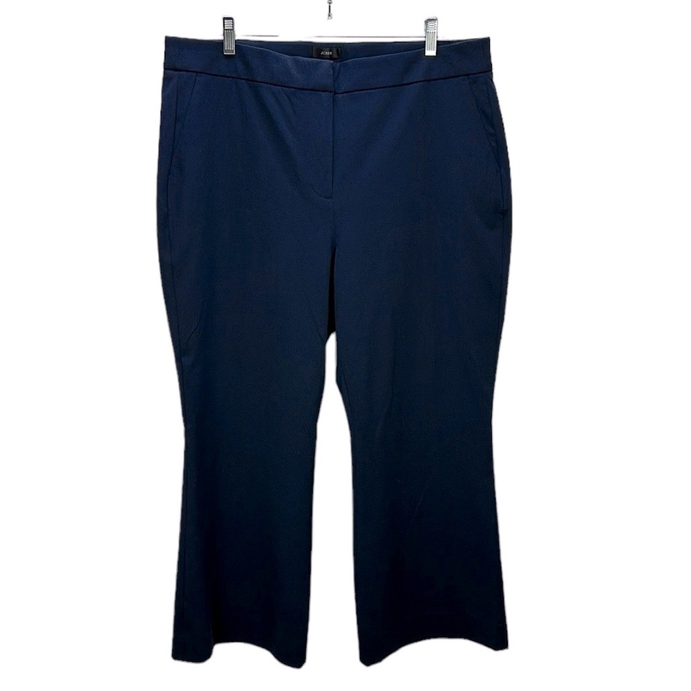 J. Crew Hayden Kickout Crop Pant in Bi-stretch Cotton Size 16 Navy Blue AJ420
